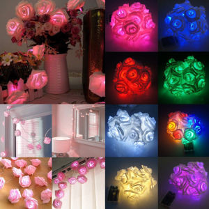 2.5M LED Garland Artificial Flower Bouquet String Lights Foam Rose Fairy Lights Battery Operate For Home Room Wedding Decoration