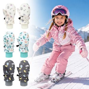 MINIMALUX Non-slip Children Ski Gloves Warm Waterproof Snow Gloves Cute Plush Thickened Kids Winter Mittens Snow Snowboard
