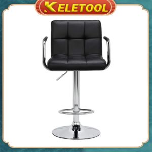 Bar chair Adjustable BLACK Bar Chair Modern Square PU Leather Stools with Back Counter Height Swivel Stool Handrest