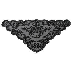 OMQAIO Elegant Lace Triangle Scarf Vintage French Style Head Covering Scarf Shawl Flower Scarves Clothes Decoration Crochet Head Scarf Women