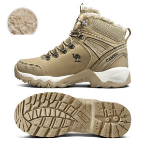 Camel mens outdoor anti-slip high top hiking shoes plus velvet hiking boots