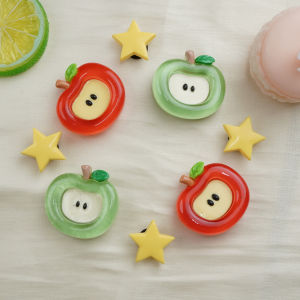 Bộ 8 Sticker Charm 3D chủ đề Táo xanh đỏ nhựa cứng gắn Dép Sục Cá Sấu MayTo JB-397