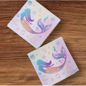 Party Napkin / Serviettes (Paper) - Colour Cartoon Mermaid Print [NSP020]