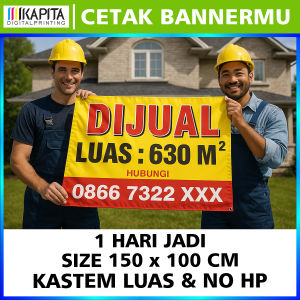 Banner Jual Tanah Custom 1 Hari jadi / Cetak Sepanduk/mmt/Banner