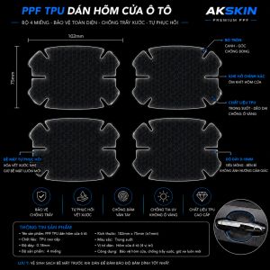 BỘ FILM PPF TPU DÁN HÕM CỬA Ô TÔảo vệ hõm cửa xe khỏi trầy xước – chống bong tróc – tự phục hồi vết xước nhẹ