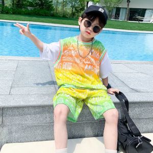 Set thun cotton màu loang Ombre bé trai phong cách Hàn Quốc / bộ thun bé trai