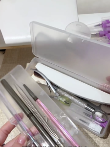 Hai Lớp cá nhân lưu trữ trường hợp dụng cụ làm móng Box dụng cụ làm móng chân móng tay container Organizer cho bút móng bàn chải móng