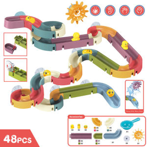FCBaby Bath Toys Wall Bathtub Toy Assembling Slide Wind-Up Duck Slide Bathroom Shower Tracks Water Toys for Toddlers Kids Gifts