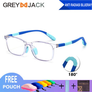Grey Jack/Kacamata Anak Antiradiasi Blueray Komputer HP TV Tr90 Fashion Anak Laki - Laki dan Perempuan 5287