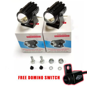 2PCS LED Spotlights Car Spotlights Motorcycle Sport Lights Mini Driving Light White+Yellow with DOMINO SWITCH