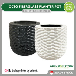 OCTO Fiberglass Planter Pot Round(OCTO 3036-S)(26cm L x 26cm W x 29cm H Bottom D 16cm)