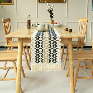 Table Runner American Retro Cotton and Linen Hand-woven Table Cloth Suitable for Home Festival Decoration