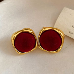 Fashionable Ring Gift 安可拉红色植绒耳环 新款爆款高级感耳钉女小众港风复古耳饰品