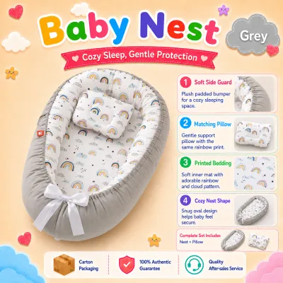 PlayPark Portable Baby Bed Foldable Travel Bassinet Newborn Baby Cot Co Sleeper Bedside Crib for Home Outdoor