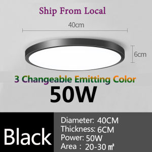 CHENBEN 3 Colors Change Led Ceiling Light 220-265V Modern Ceiling Lamp 50W 70W 72W Round/Square LED Panel Lights For Living Room Bedroom Kitchen Bathroom