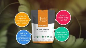 Just Jaivik Henna Powder (Lawsonia Inermis) for Hair - 100% Natural USDA Certified Organic by OneCert Asia No Chemicals or Additives 227 Gms / 0.5 LB/ 8 Oz