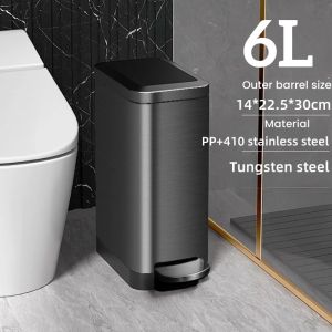 6L Small bathroom trash can double metal trash can for bathroom study childrens room office