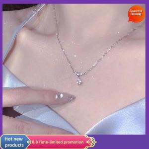 Graceful Fashion Water Drop Pendant Necklace Clavicle Chain Women Trendy Simple Tiny Rhinestone Jewelry Temperament Party Wedding Gift