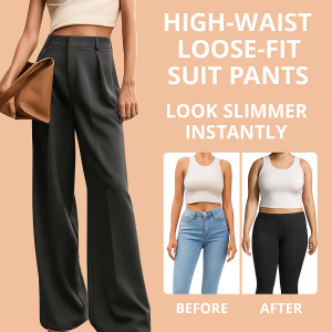high-waisted drapey straight-leg suit pants for spring and summer urban OL women suitable for all body types high-waisted and body-modifying styles