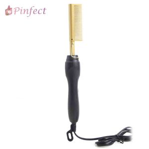 Pinfect 2 in 1 Hot Comb Hair Straightener Flat Iron Straightening Brush Hair Curler Wet Dry Electric Hot Heating Comb Styling Tool