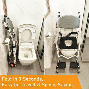 ViN-K06 Foldable Shower Commode Chair Aluminum Toilet Bathing Chair for Indoor