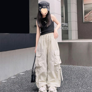 Cargo Pants For Kids Girls Pants 4-16Yrs Cargo Pants 4 Pockets  Large pocket Cargo Pants Bow Sweet Cool Pants Loose Wide Leg Trouser Cargo  pant