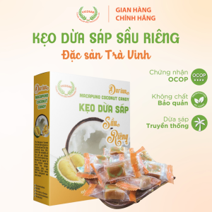 Kẹo dừa sáp VICOSAP vị sầu riêng kẹo mềm dẻo ít đường đặc sản Trà Vinh