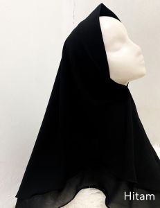 Jilbab Instan Khimar 2 Layer Mini Payet Bunga Ceruty Babydoll