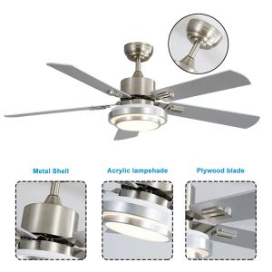 Kipas Angin Lampu Plafon LED Dimmable 132cm w/ Remote - Body Aluminium