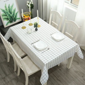 Perwarm 4-8 Seaters Woven Table Cloth PVC Waterproof Oilproof Dining Tablecloth Kitchen Decorative Rectangular Coffee Cuisine Party Table Cover