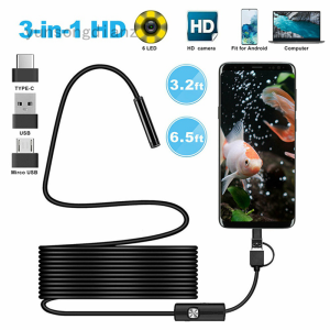 ♥【Readystock】 + FREE Shipping ♥  1.5m 3.5m 5m 3in1 USB 6 LED Endoscope HD Cams Inspection Camera For iPhone Android iOS