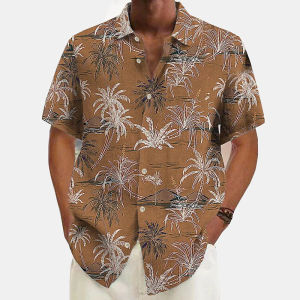 ZEEMIN  Hawaiian shirt for men Palm tree print summer casual lapel short sleeve shirts male outdoor travel oversized Clothing Streetwear