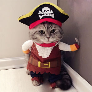 DEWYBABE Funny Pet Costume Chucky and Cowboy Halloween Cosplay Outfits with Hat & Wig for Dogs & Cats