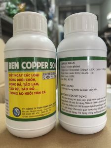 Diệt tảo ao nuôi BEN COPPER 500 chai 250ml Tảo lam tảo sợi tảo đỏ rong đuôi chồn và..... Trong ao nuôi tôm cá.