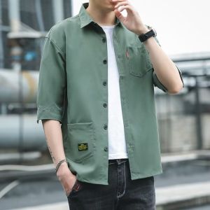 Mens Casual Shirt Solid Color Slim Fit Tough Guy Top Punk Theme College Students Casual Top Mens Long Sleeve Shirt