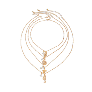 4 cái/bộ giản dị kỳ nghỉ Dây chuyền cổ lấy cảm hứng từ Độ dài có thể điều chỉnh vòng cổ với biển quyến rũ và Clasp đóng cửa