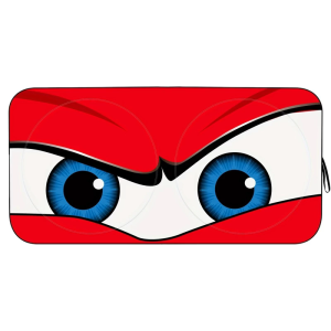 Funny Blue & Red Eyes Car Windshield Sun Shade (1-Piece) - Foldable UV Protection Sunshield with Funny Face Design Fit for Most Vehicles Blocks Heat & Glare