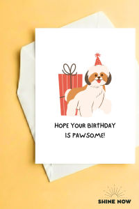 Cute Dog “Hope Your Birthday is Pawsome” Golden Retriever Corgi Pug Poodle Beagle Shih Tzu