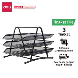 Deli Rak File 3 tingkat - Warna Hitam bahan logam tahan lama  E9181