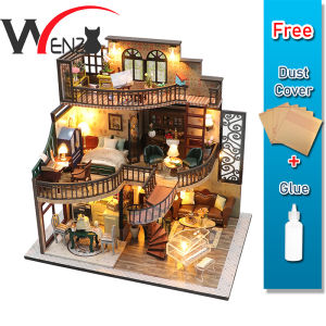 Dream Building Pavilion 筑梦高阁 M2132 with Light/Anti-dust cover DIY Miniature Doll House