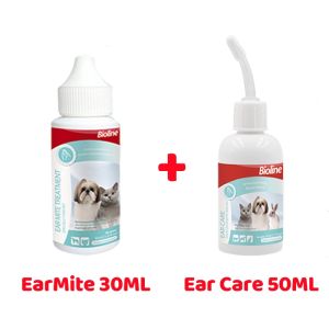 BIOLINE Ear Care/Ear Mites All-purpose Care Solution Pet Care Mixed for Dogs and Cats