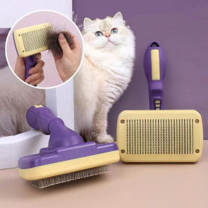 Pet Comb Dog Cat Hair Removal Comb One-button Self-cleaning Brush Pet Grooming Shedding Comb Brush for Pet Self Cleaning Grooming Tool