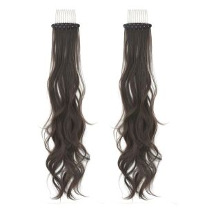 SUTONGXUE 2Pcs Tổng hợp Tóc giả đuôi ngựa kiểu công chúa với lược chải tóc Thanh lịch Tóc đuôi ngựa dài nhiều lớp Phụ kiện tóc Giả mạo Tóc giả đuôi ngựa chấm bi Dành cho phụ nữ