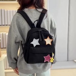 Mumu 6054 Cute Corduroy Star Women Back Pack Small Suitable For Outdoor Campus Travel Commuting Bag