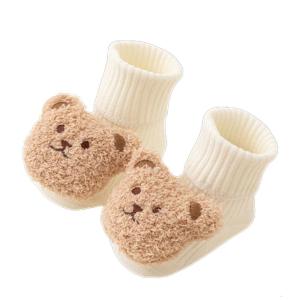 1Pair Infant Warm Boots Baby Boys Girls Cartoon Bear Winter Shoes Breathable Socks Short Stocking Toddlers First Walkers