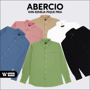 WIN - ABERCIO Kemeja Pria Lengan Panjang Catton Pique Warna Dusty Pink Jumbo Big Size M - 6 XL