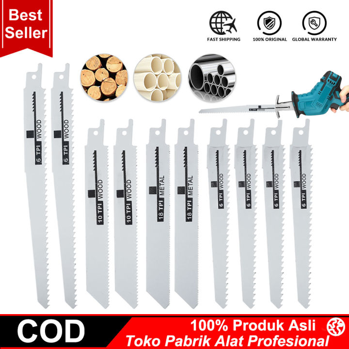 10 buah Pisau Gergaji Reciprocating Saber Saw Handsaw Multi Saw Blade Untuk Pemotongan Kayu Logam Plastik