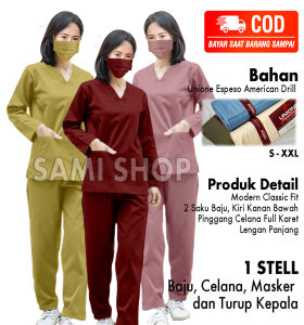 Baju Oka Lengan Panjang Pria & Wanita Seragam ok perawat wanita scrub dokter TRUSTWEAR