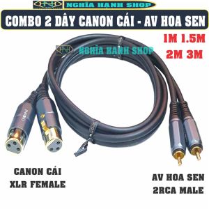 Cặp dây Canon Cái ra AV Hoa sen dài 1M 1.5M 2M 3M - Dây Canon AV Dây AV Hoa sen ra Canon Cái Dây cáp kết nối mixer với Amply Loa Dual 3 Pin XLR Female to Dual RCA Audio Cable