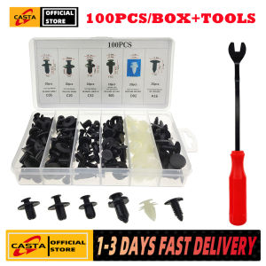 【COD + local seller】100pcs Mixed Auto Fastener Clip Car Body Push Retainer Pin Rivet Bumper Door Trim Panel Retainer Fastener Kit Car Accessories(with Removal Tool)